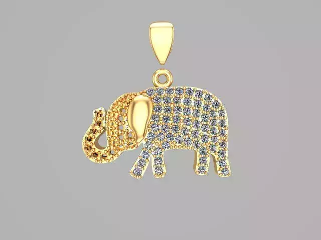 Elephant necklace gold or diamond 1 mm stone stl