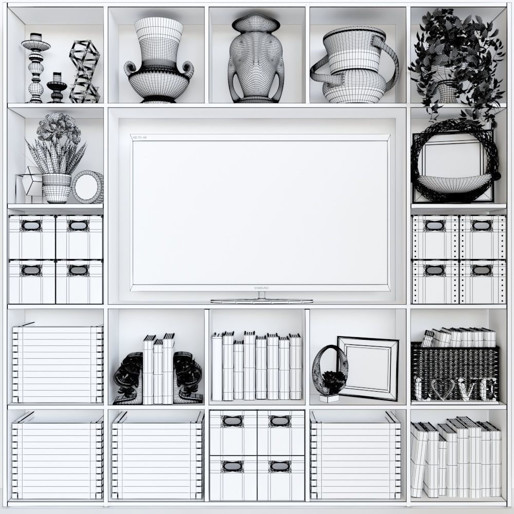 TV shelf 3D model_1