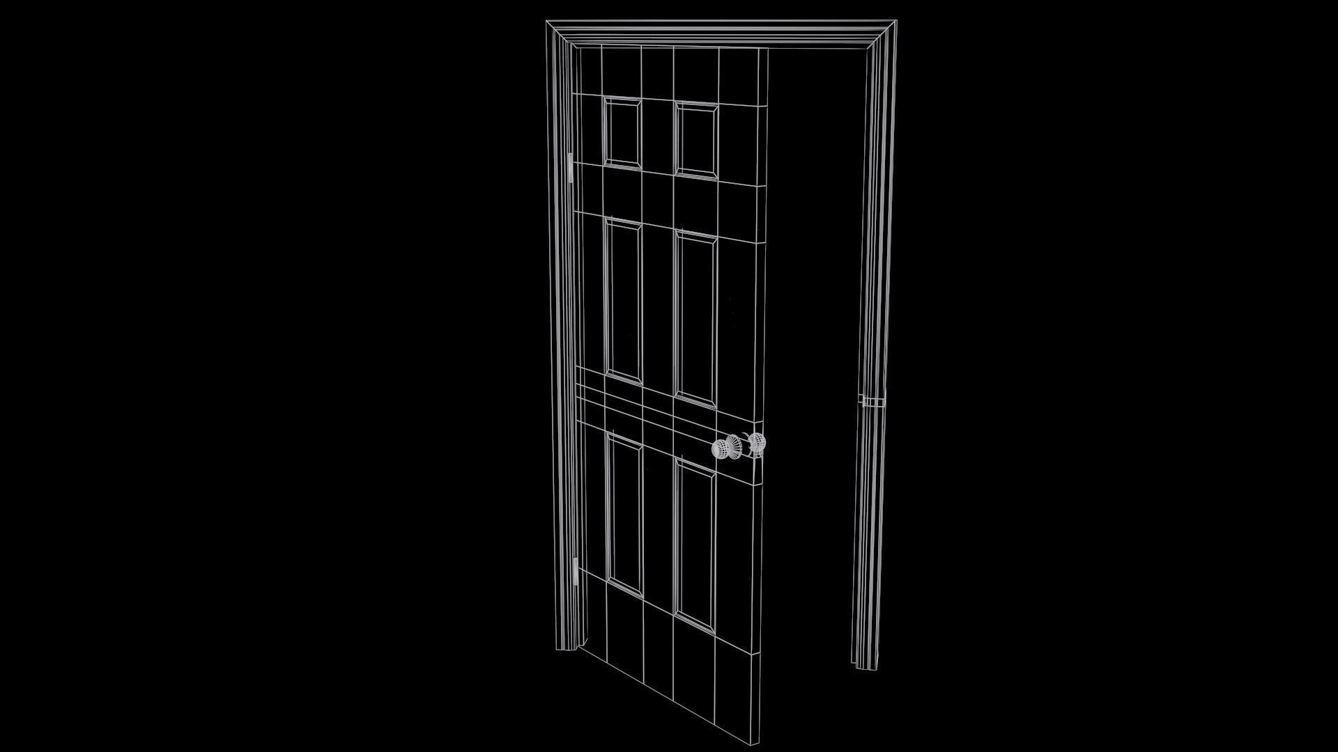 Low Poly Door wooden Low-poly 3D model_8
