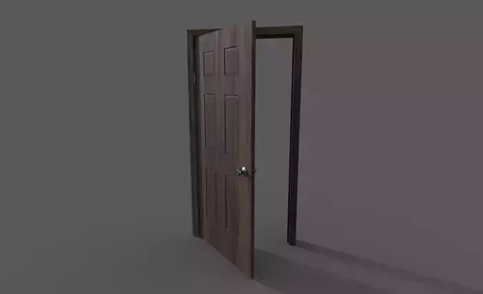 Low Poly Door wooden Low-poly 3D model