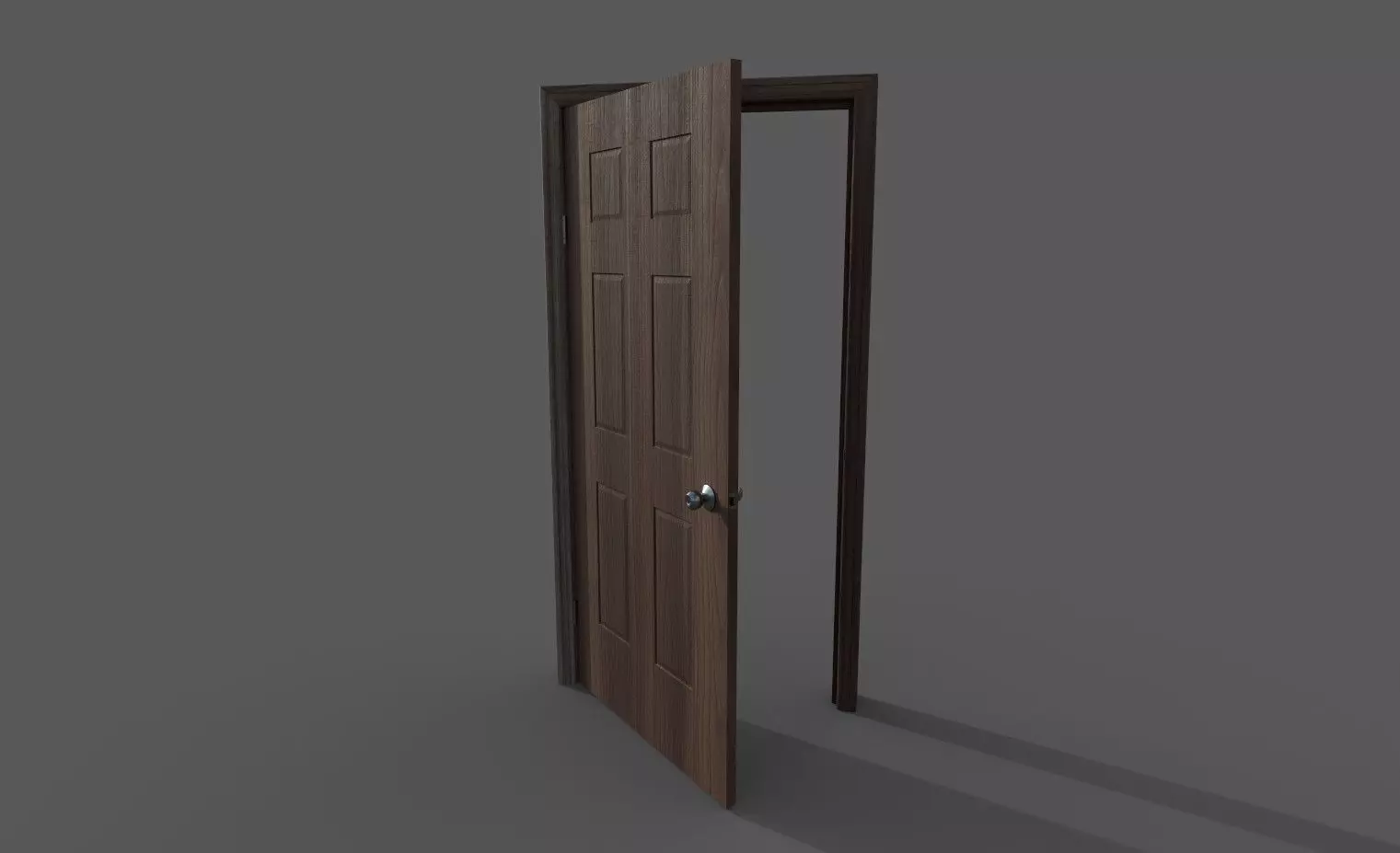 Low Poly Door wooden Low-poly 3D model_0