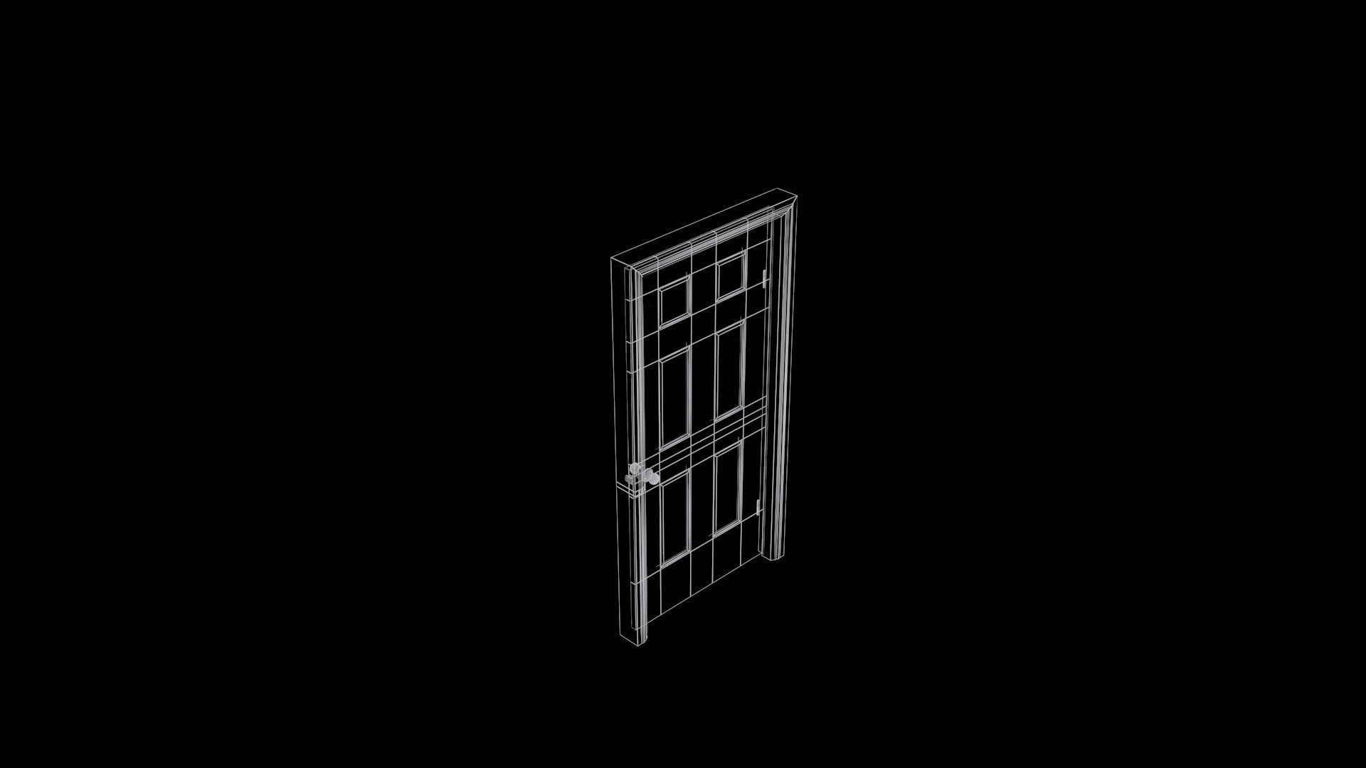 Low Poly Door wooden Low-poly 3D model_9