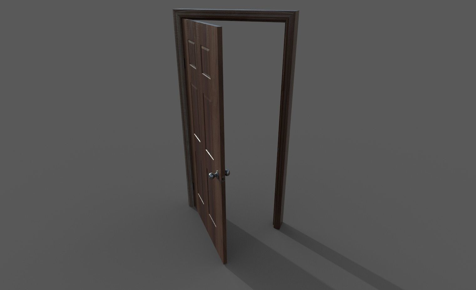Low Poly Door wooden Low-poly 3D model_1