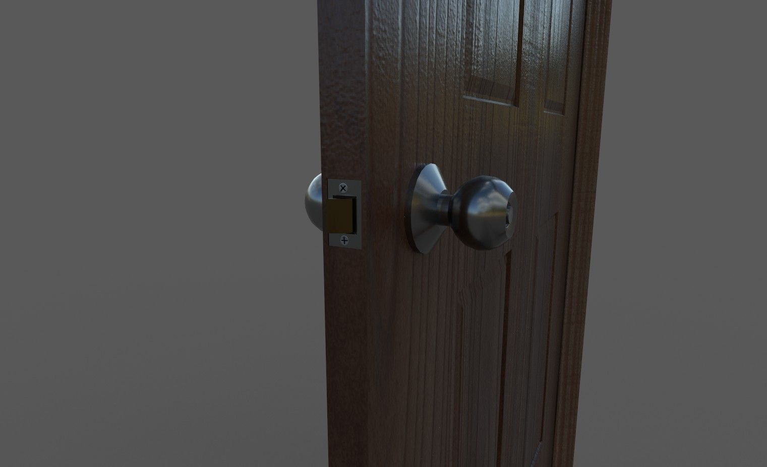 Low Poly Door wooden Low-poly 3D model_3