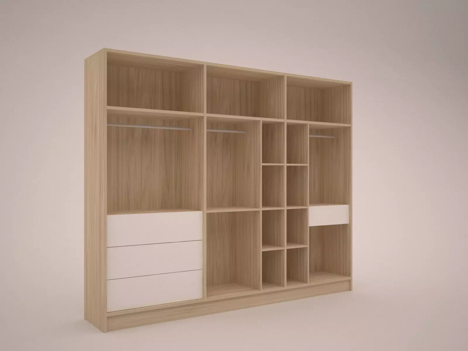 Wardorbe 2 wardrobe with shelves and drawers Free 3D model_0