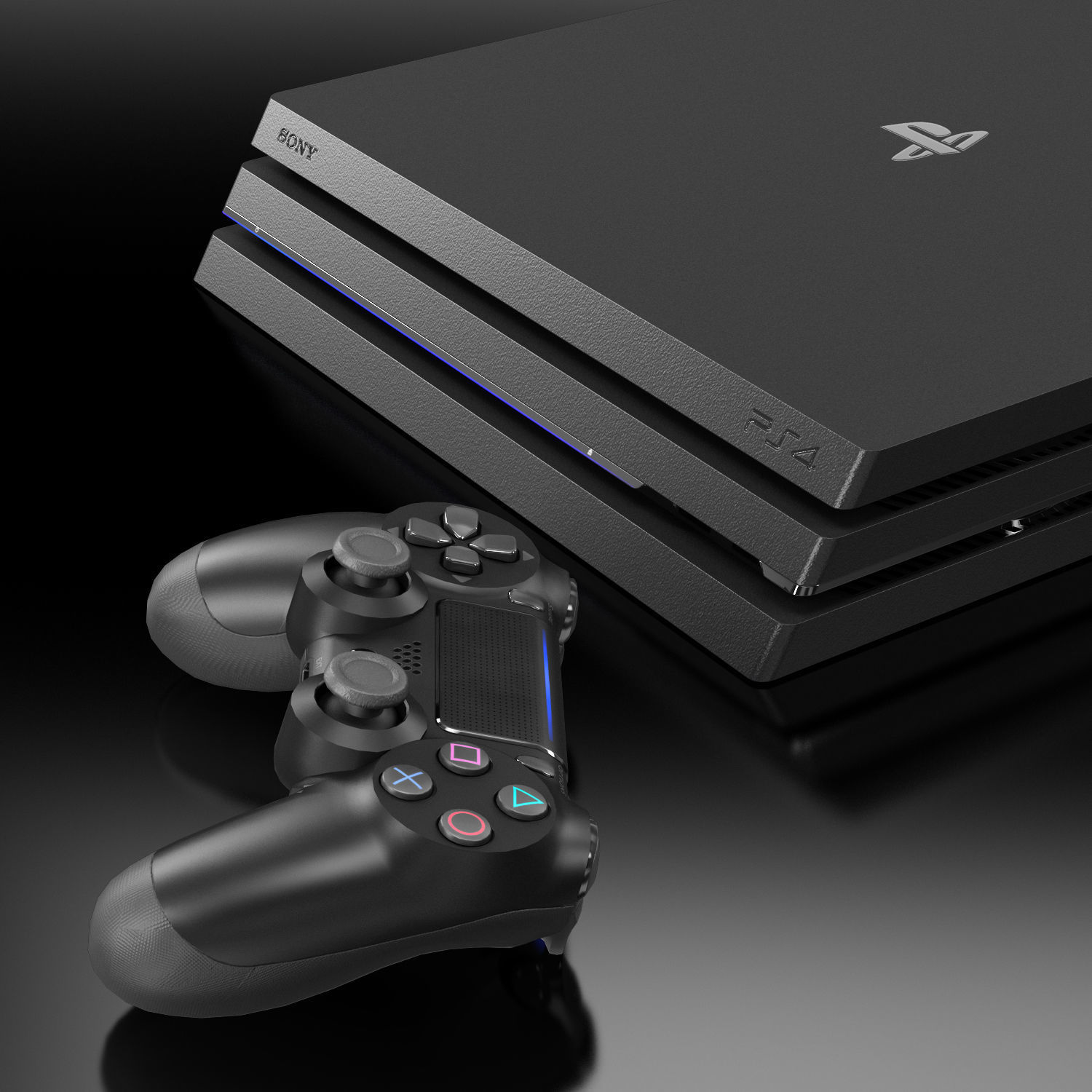 Sony PlayStation 4 Pro Low-poly 3D model_4