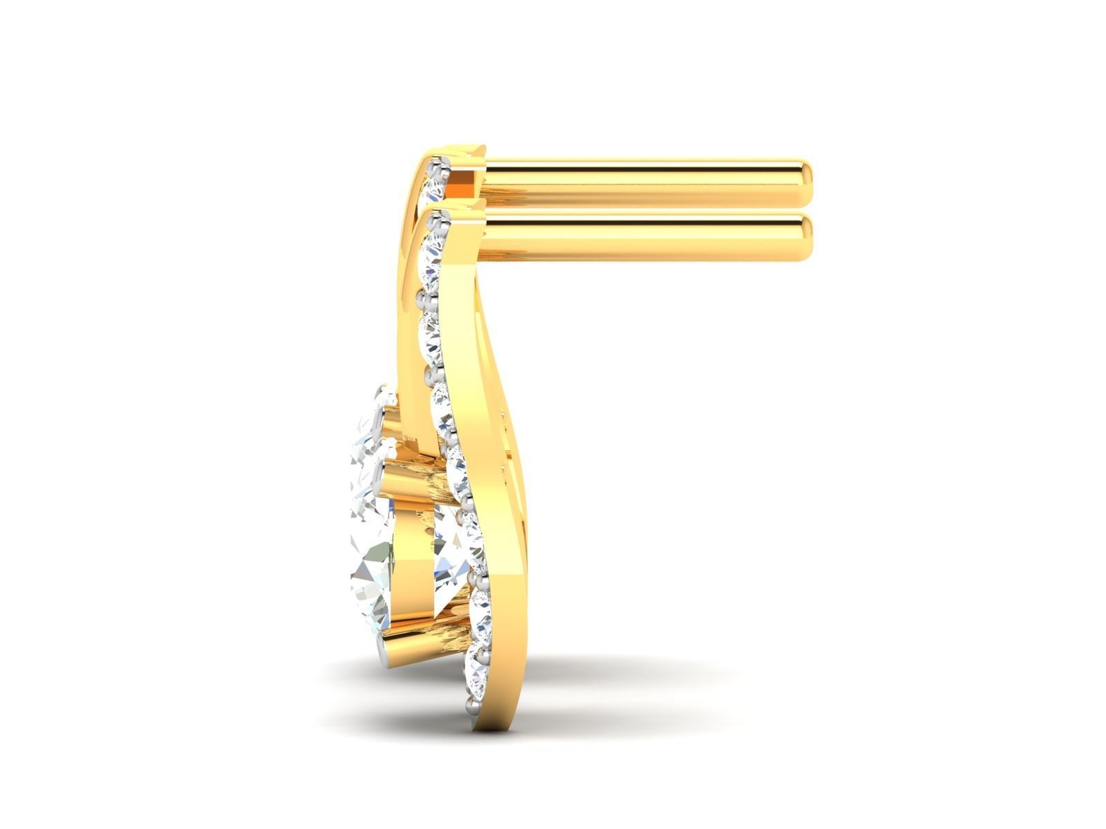 Women solitaire earrings 3dm stl render detail 3D print model 3D print model_5