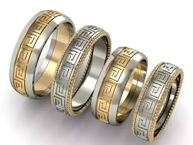 greek wedding rings male and famale 3D print model