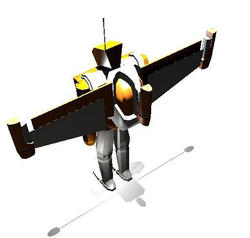 Futuristic War-Robot with Jetpack Low-poly 3D model_4