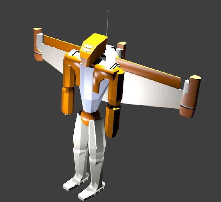 Futuristic War-Robot with Jetpack Low-poly 3D model_3