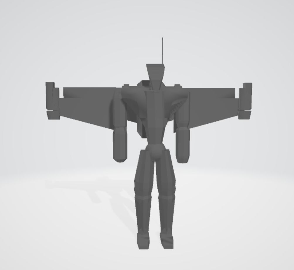 Futuristic War-Robot with Jetpack Low-poly 3D model_2