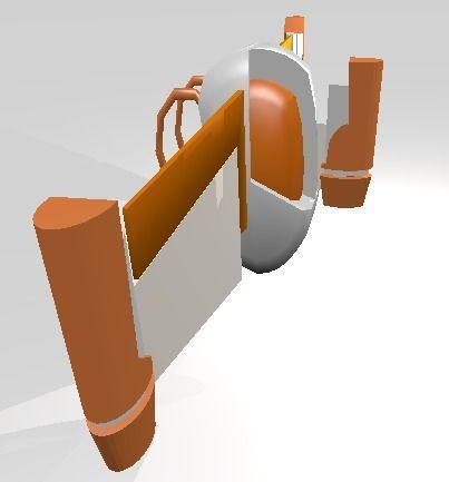 Futuristic War-Robot with Jetpack Low-poly 3D model_12