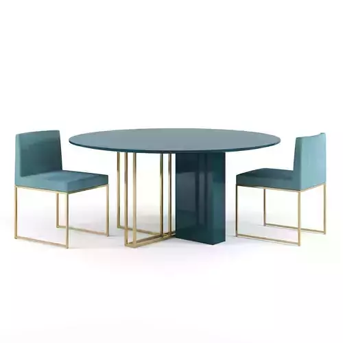 MERIDIANI Plinto Round Table and Rider Chairs