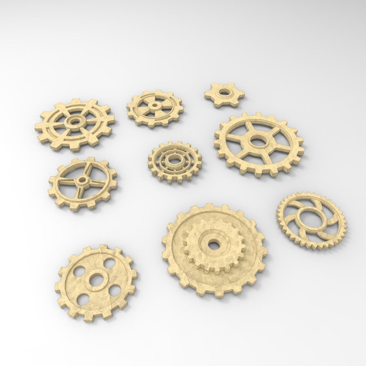 steampunk gears collection 3D model_2
