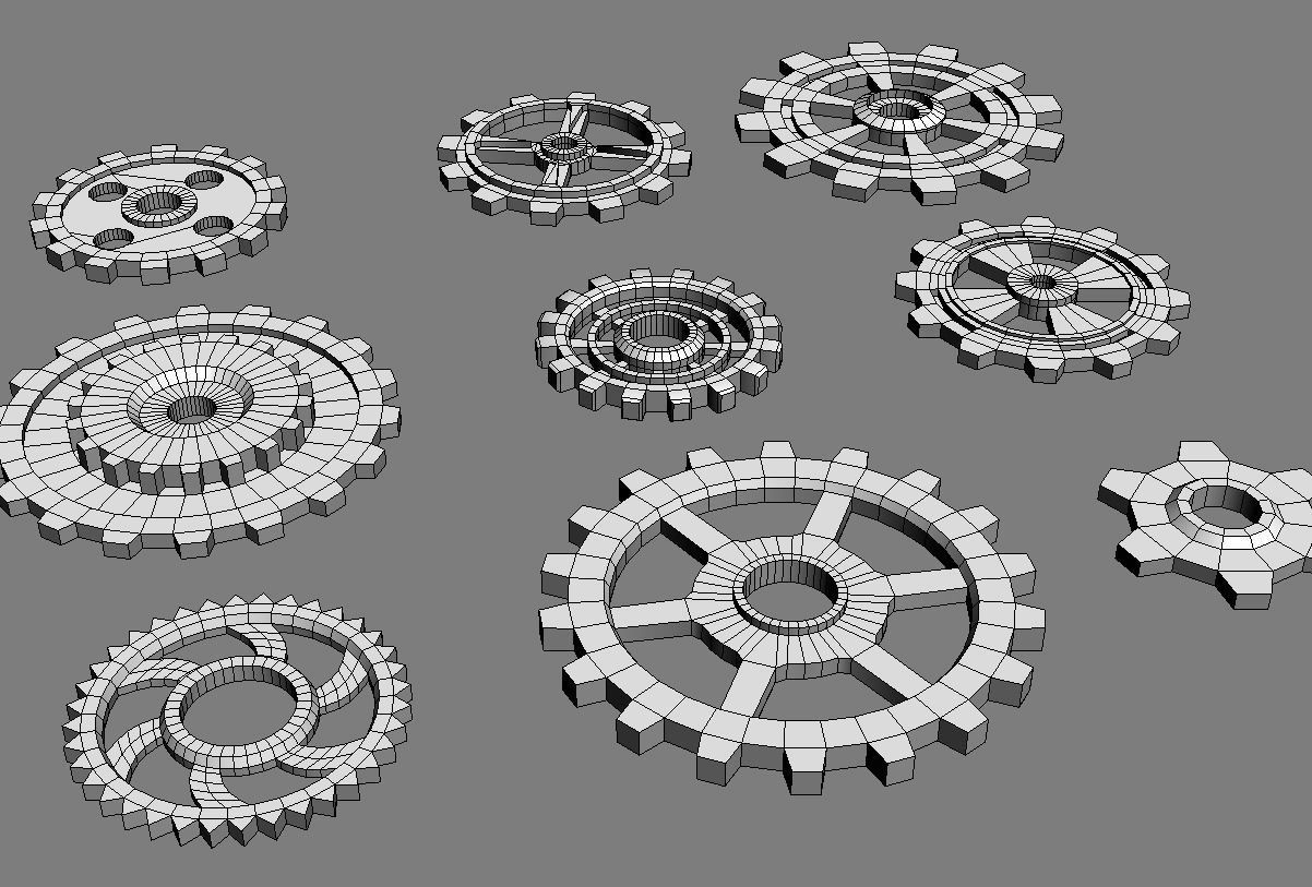 steampunk gears collection 3D model_1