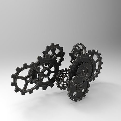 steampunk gears collection 3D model