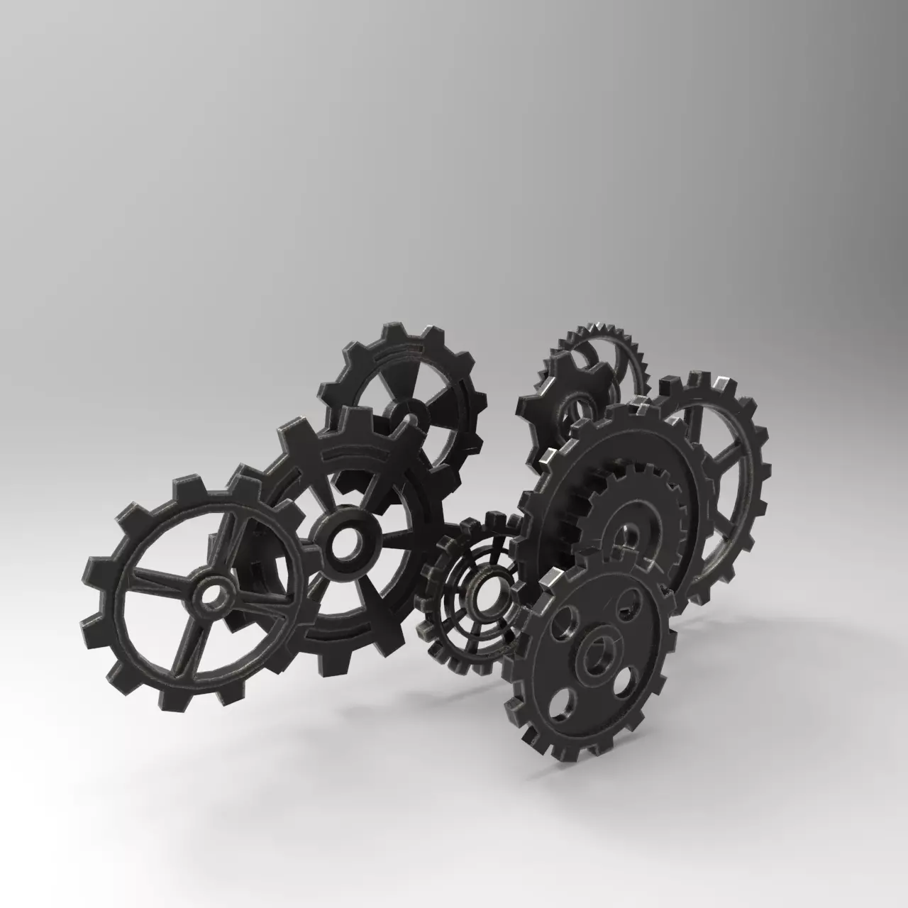 steampunk gears collection 3D model_0