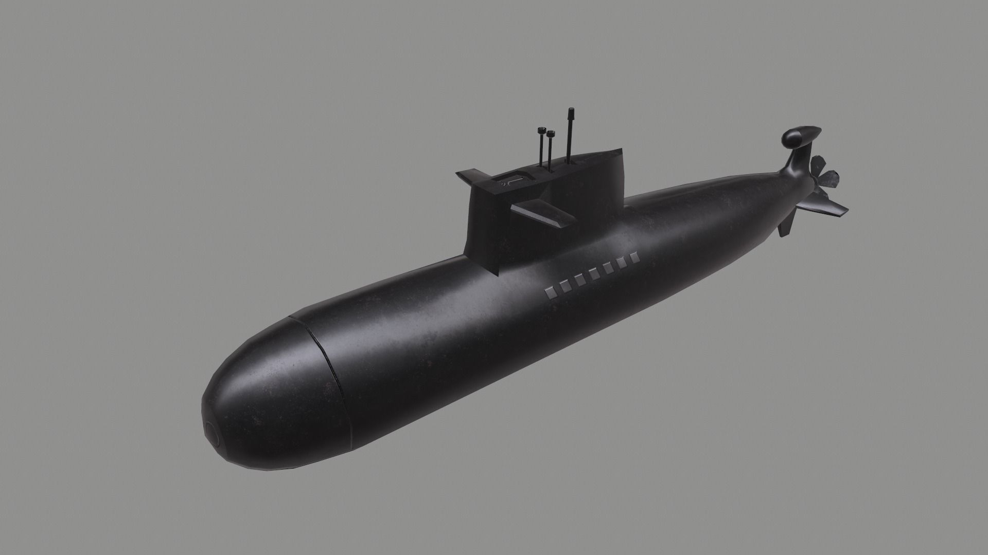 Submarine Low-poly 3D model_2