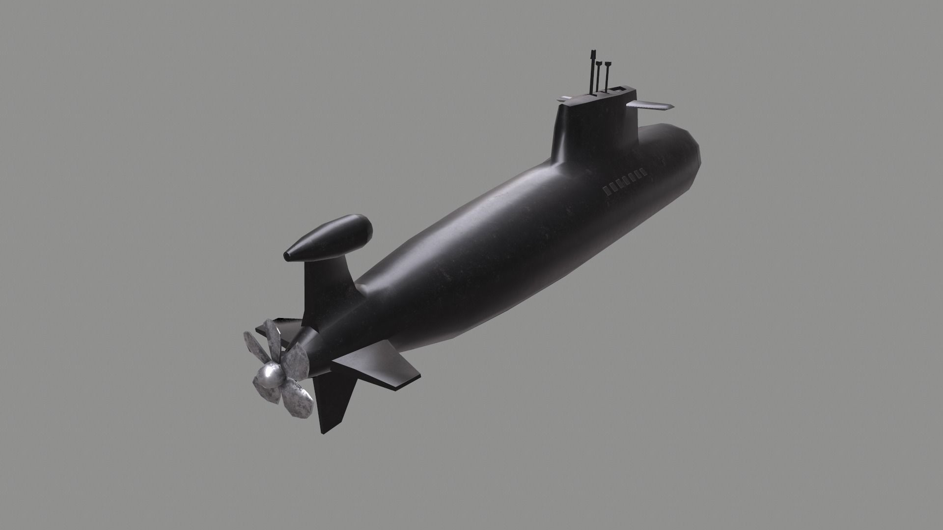 Submarine Low-poly 3D model_4