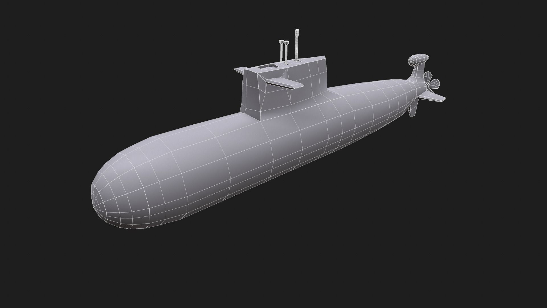 Submarine Low-poly 3D model_6