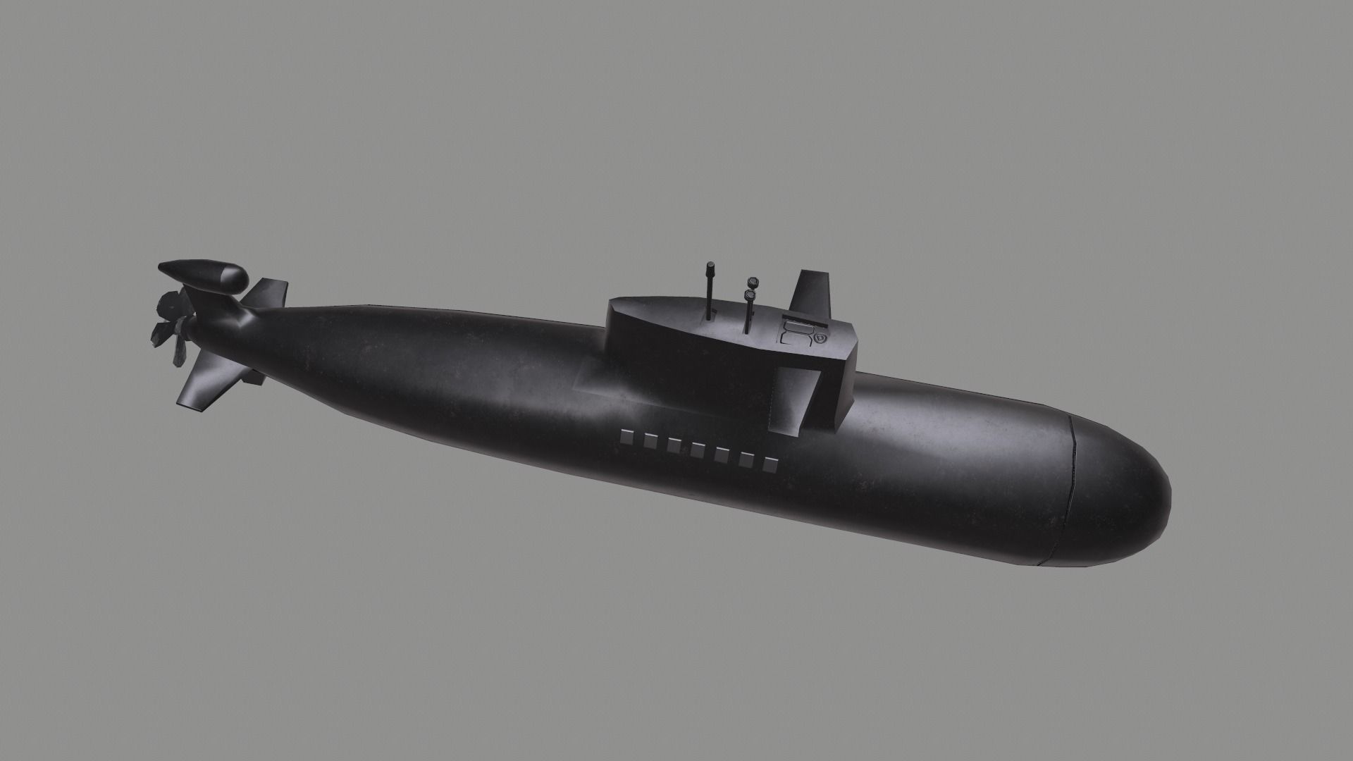Submarine Low-poly 3D model_3