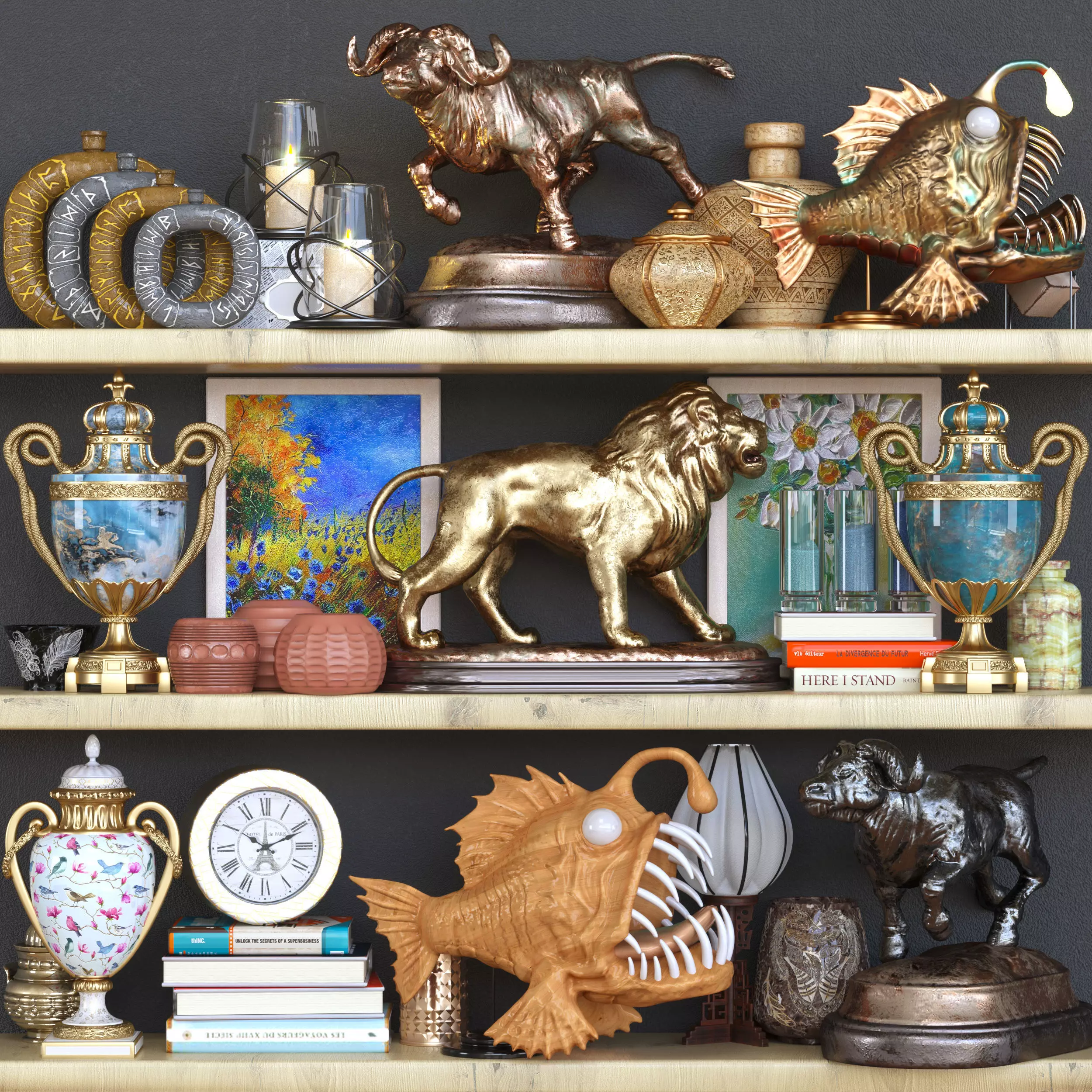 DekorSet decorative items on shelf 3D model_0
