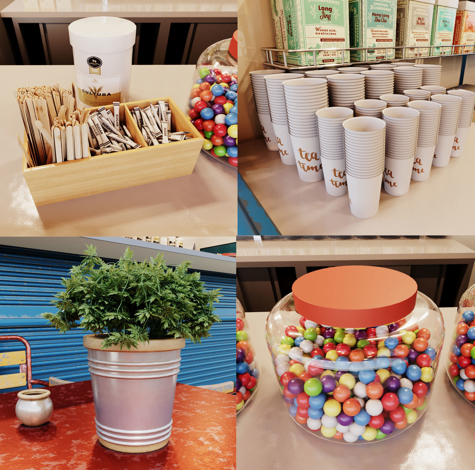 Set street cafe 3D model_8