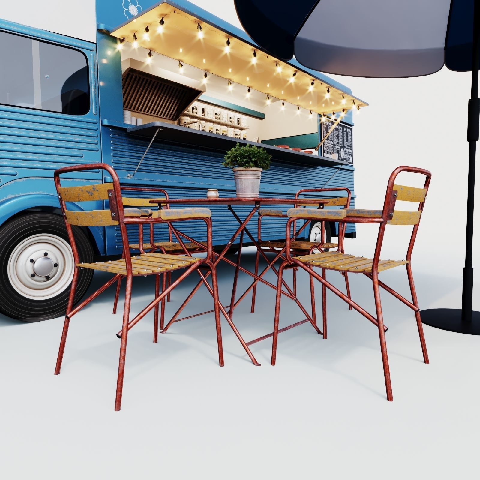 Set street cafe 3D model_3