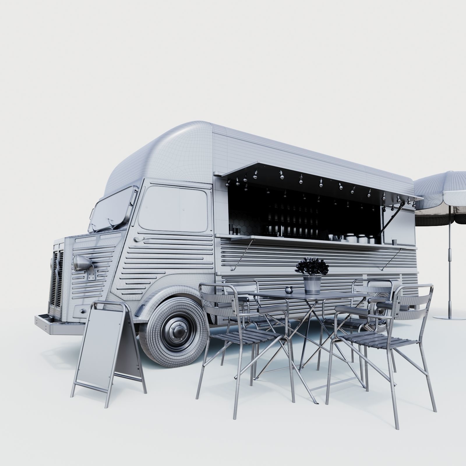 Set street cafe 3D model_1