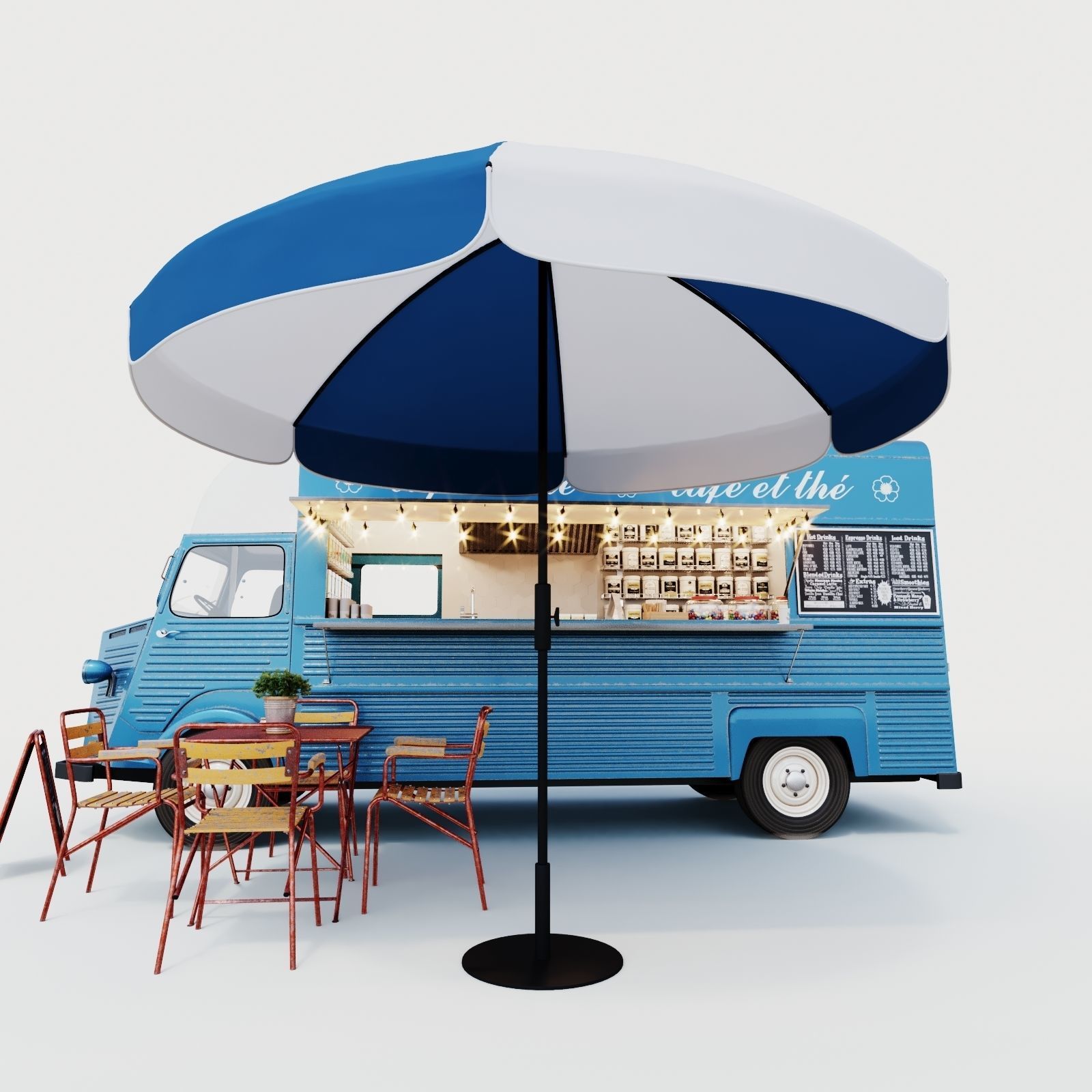 Set street cafe 3D model_2