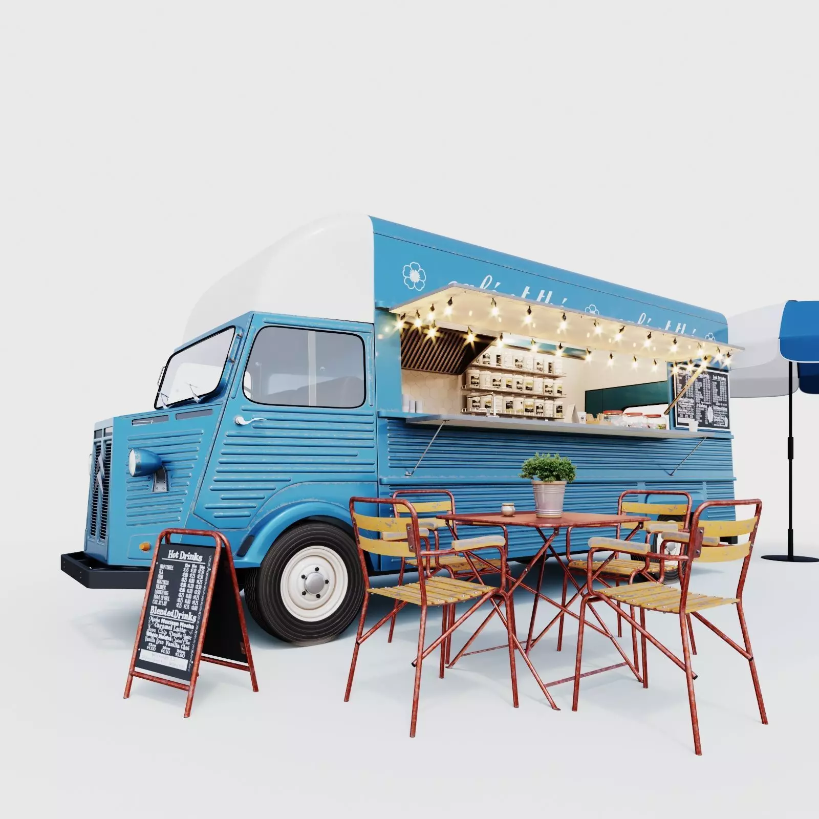 Set street cafe 3D model_0