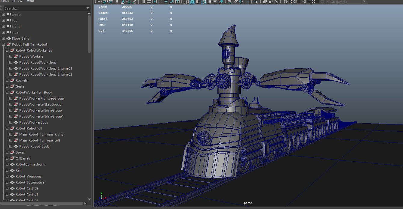 Steampunk Battle Robot Train Low-poly 3D model_24