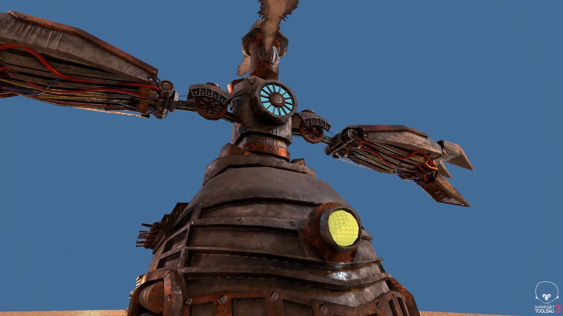 Steampunk Battle Robot Train Low-poly 3D model_21