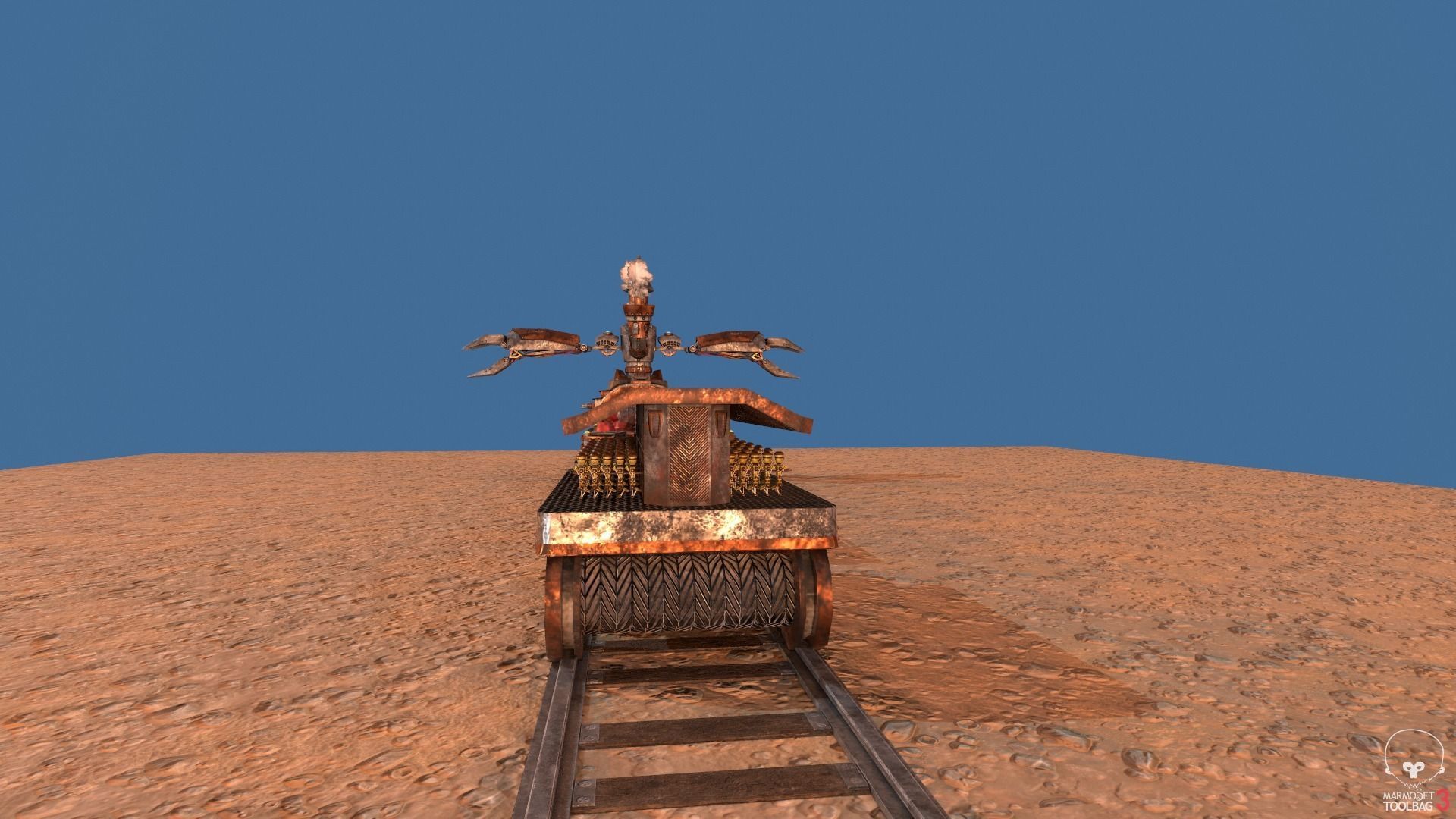 Steampunk Battle Robot Train Low-poly 3D model_5