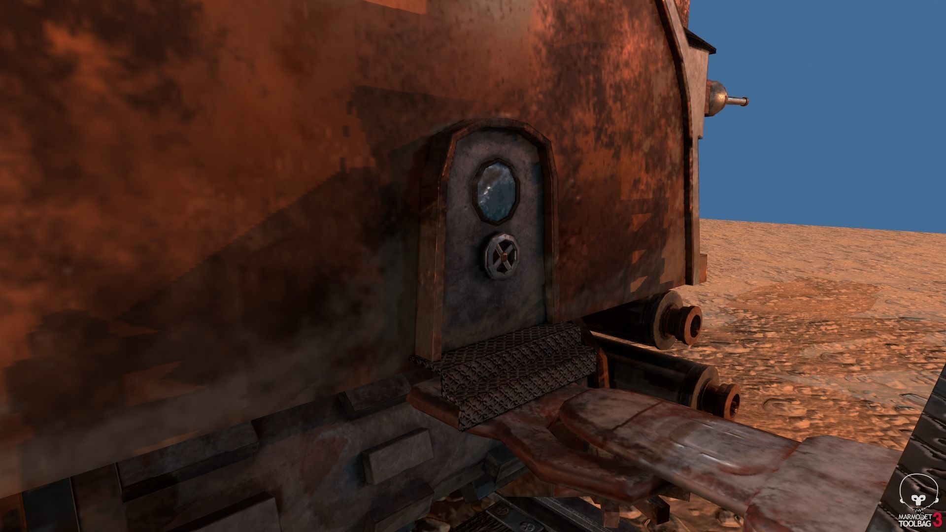 Steampunk Battle Robot Train Low-poly 3D model_11