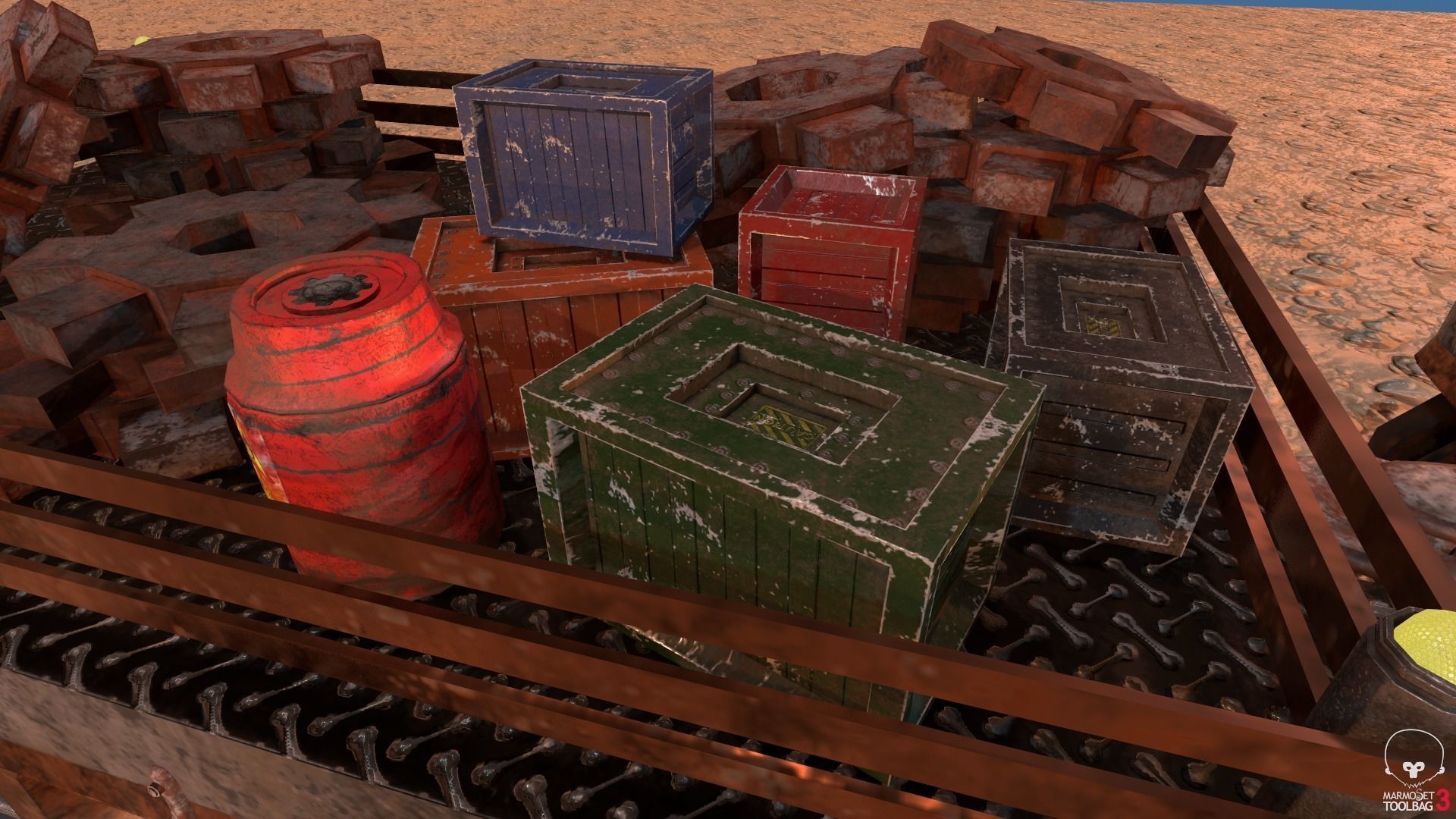 Steampunk Battle Robot Train Low-poly 3D model_14