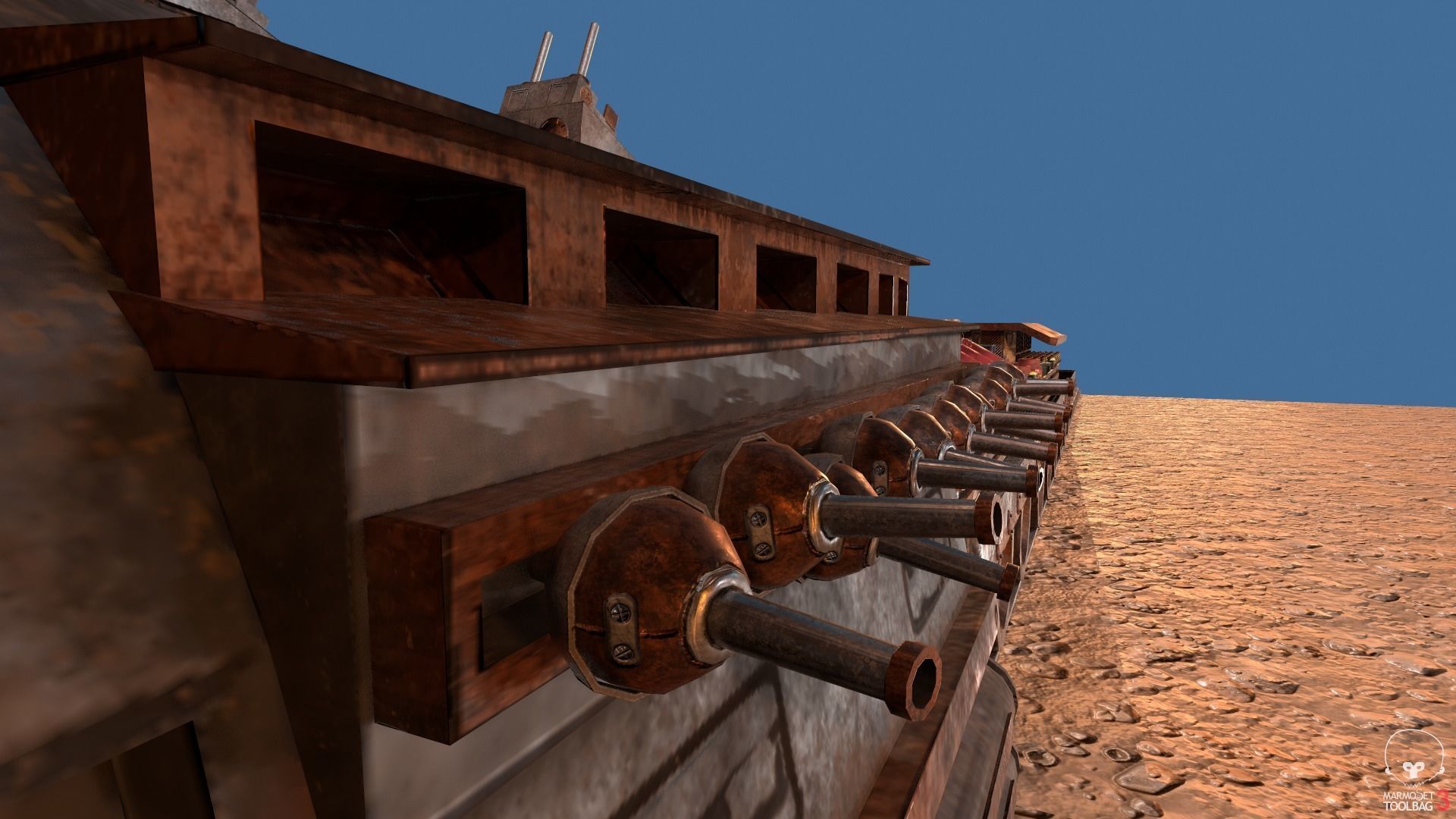 Steampunk Battle Robot Train Low-poly 3D model_17