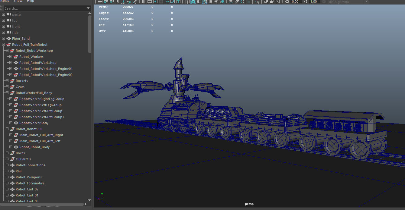 Steampunk Battle Robot Train Low-poly 3D model_26