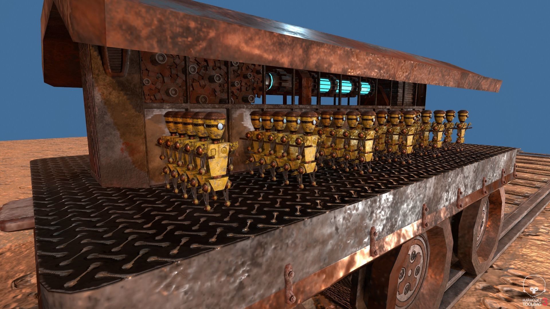 Steampunk Battle Robot Train Low-poly 3D model_16