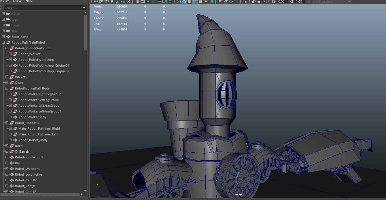 Steampunk Battle Robot Train Low-poly 3D model_35