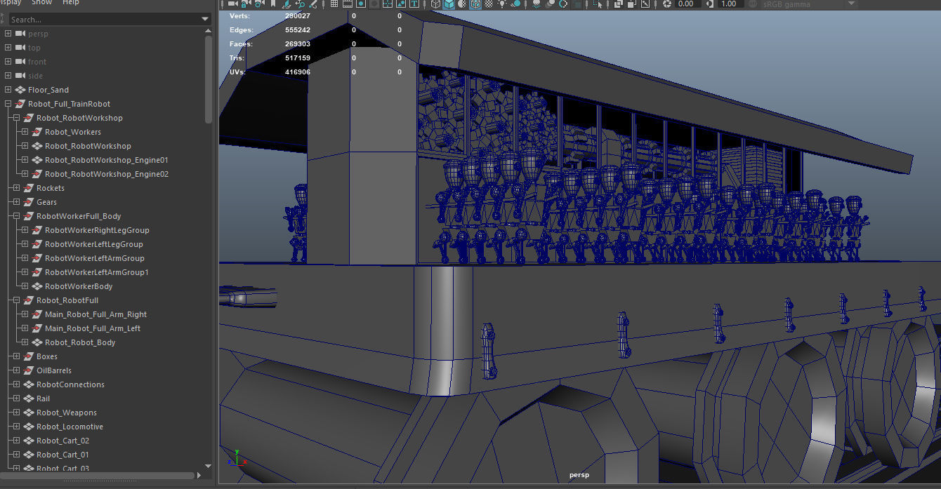 Steampunk Battle Robot Train Low-poly 3D model_29