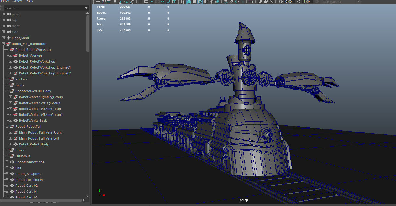 Steampunk Battle Robot Train Low-poly 3D model_23
