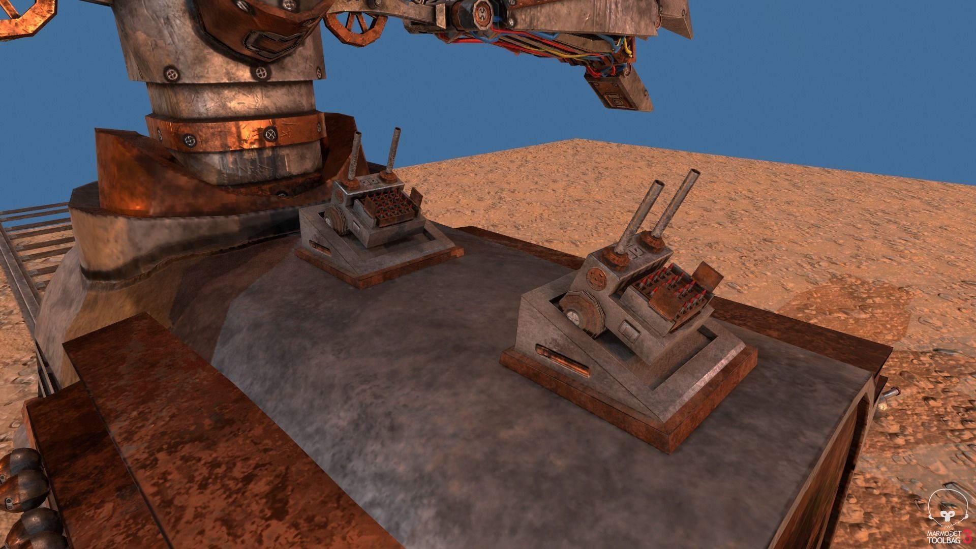 Steampunk Battle Robot Train Low-poly 3D model_10