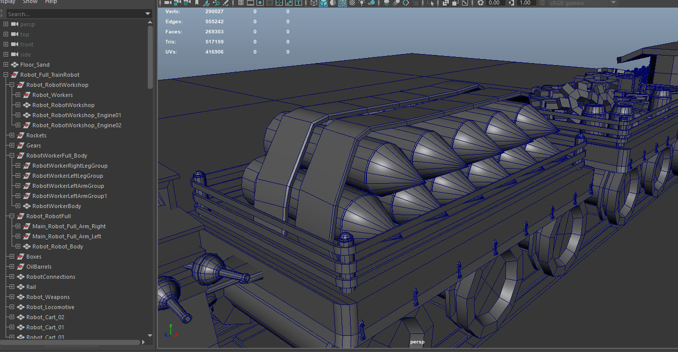 Steampunk Battle Robot Train Low-poly 3D model_22