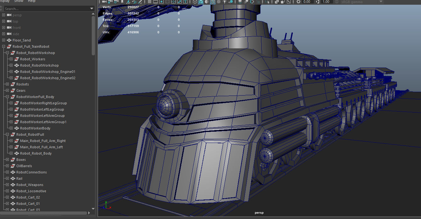 Steampunk Battle Robot Train Low-poly 3D model_33