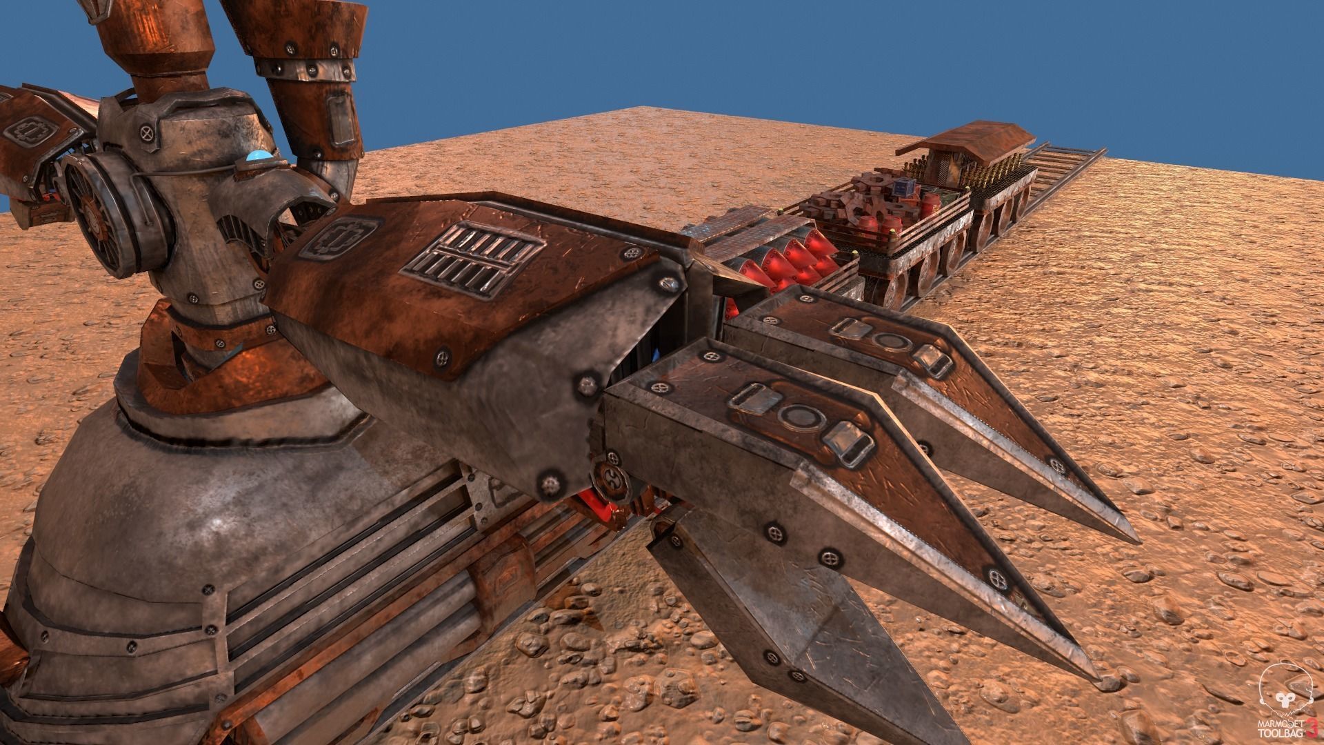 Steampunk Battle Robot Train Low-poly 3D model_19