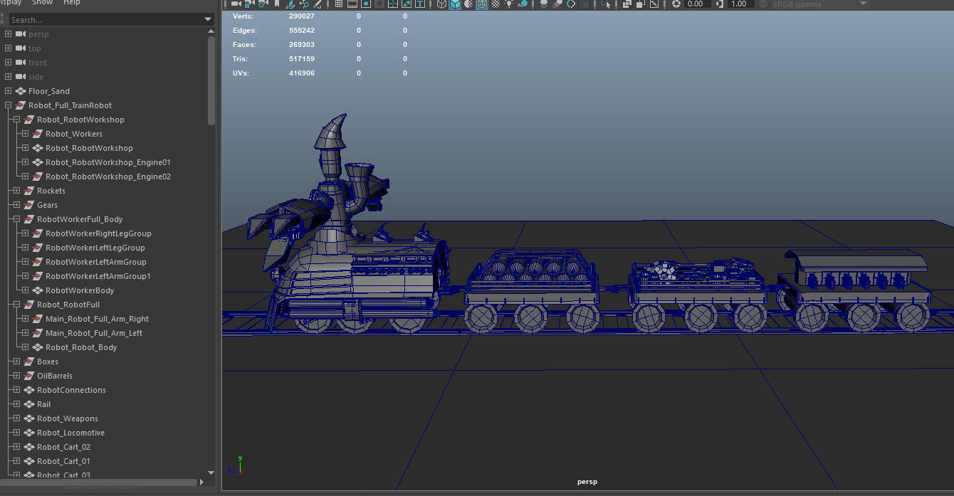 Steampunk Battle Robot Train Low-poly 3D model_25