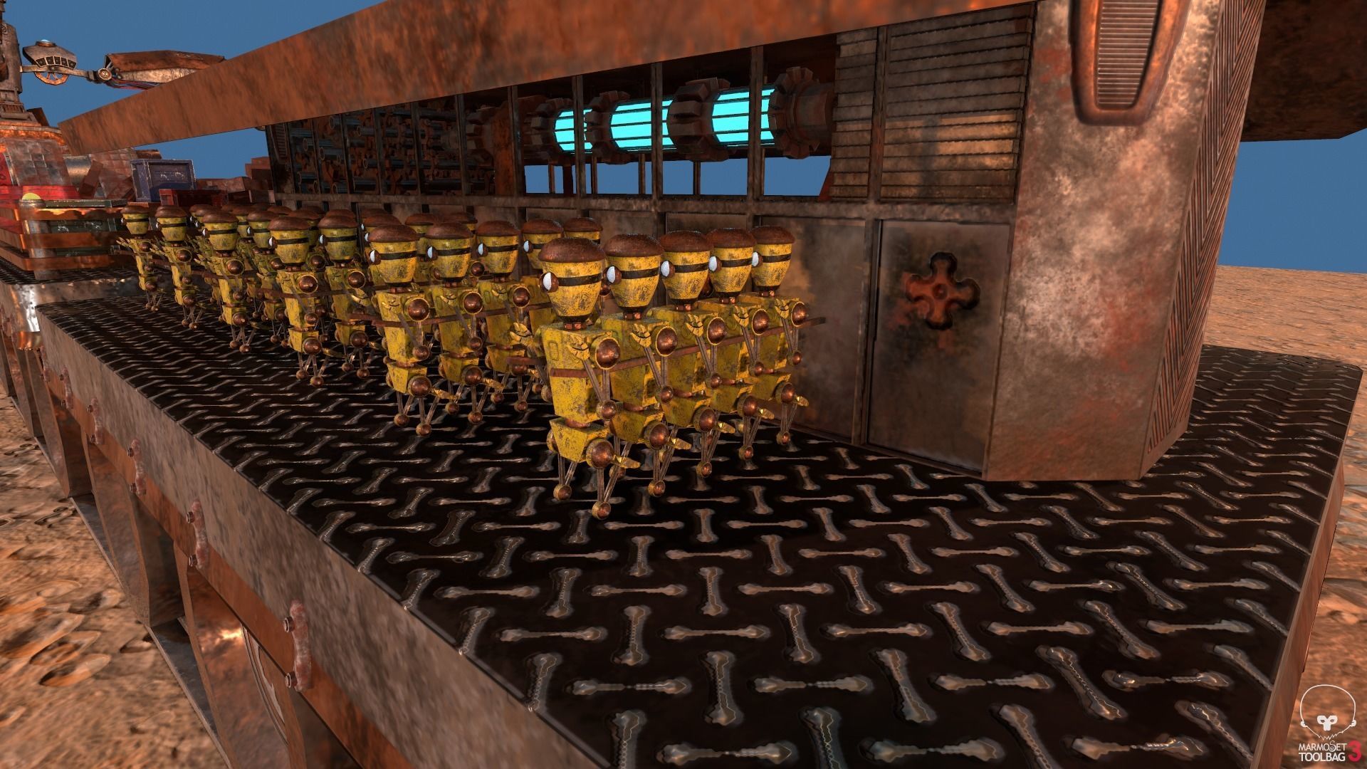 Steampunk Battle Robot Train Low-poly 3D model_15