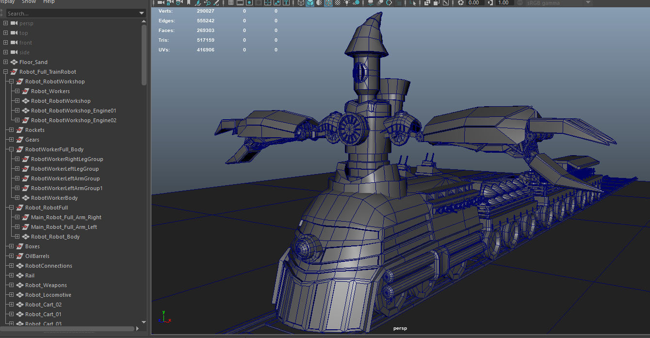Steampunk Battle Robot Train Low-poly 3D model_31