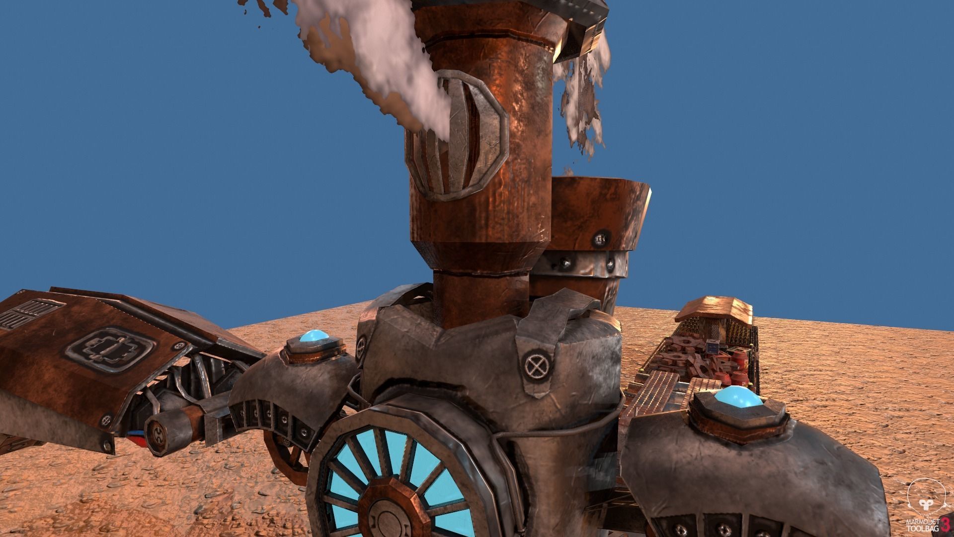 Steampunk Battle Robot Train Low-poly 3D model_18
